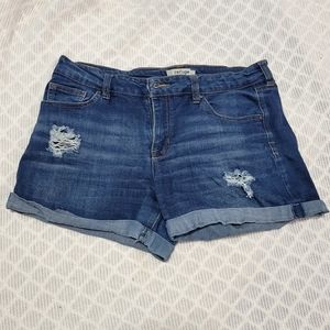 2/$25 Refuge Darkwash Distressed Cuffed Jean Shorts